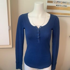SOLD!!!! Blue Henley Button-up Long-sleeve